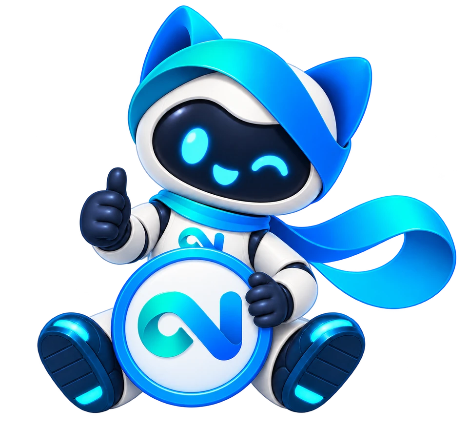 Now Cat giving a thumbs-up while holding an iCryptoNow brand coin